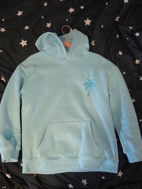 Pink Palm Puff Teal Hoodie